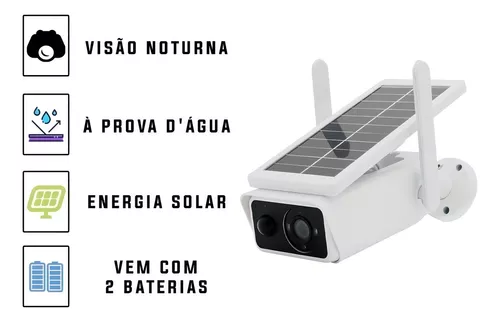 Câmera de Segurança Wi-Fi Energia Solar Full HD Prova D'água