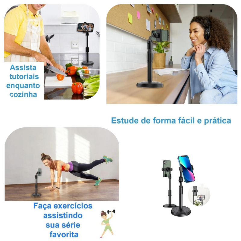 Suporte Tripé de Mesa para Celular 360°